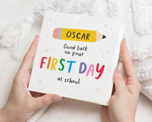First Day At School Card, Good Luck Card For Boy, Personalised School Card, Good Luck Card For Child, Back To School Card
