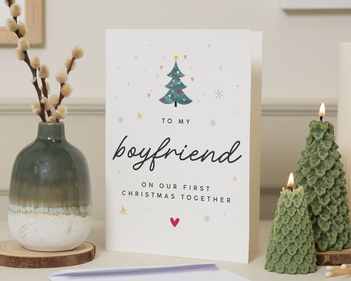 First Christmas Card for Boyfriend, 1st Christmas Together Card, Christmas Card for Him, Boyfriend Christmas Card, Cute Xmas Card