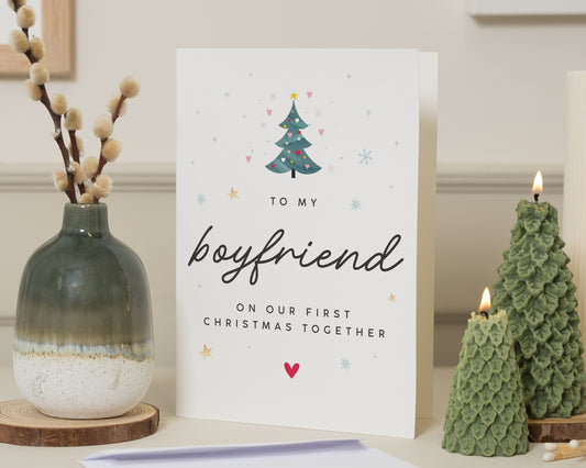 First Christmas Card for Boyfriend, 1st Christmas Together Card, Christmas Card for Him, Boyfriend Christmas Card, Cute Xmas Card