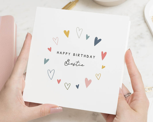 Birthday Card for Best Friend, Bestie Birthday Card, Birthday Card for Friend, Birthday Card for Her, Cute Heart Birthday Card