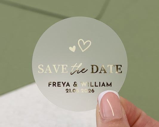 Save the Date Sticker, Gold Foil Save the Date, Personalised Wedding Sticker, Wedding Save the Date, Custom Save the Date Label