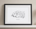 Personalised Pet Portrait Print, Dog Line Art Wall Art, Best Friends Print, Gift for Dog Owner, Landscape Black Framed Print