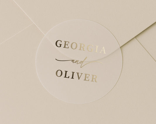 Personalised Wedding Sticker, Gold Foil Wedding Seal, Custom Names Envelope Sticker, Elegant Wedding Sticker, Wedding Favour Label