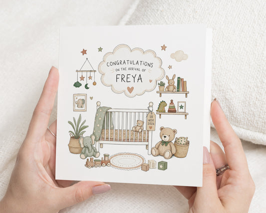 Personalised New Baby Card, New Baby Girl Card, New Baby Boy Card, Congratulations Card, Baby Arrival Card, New Parents Card