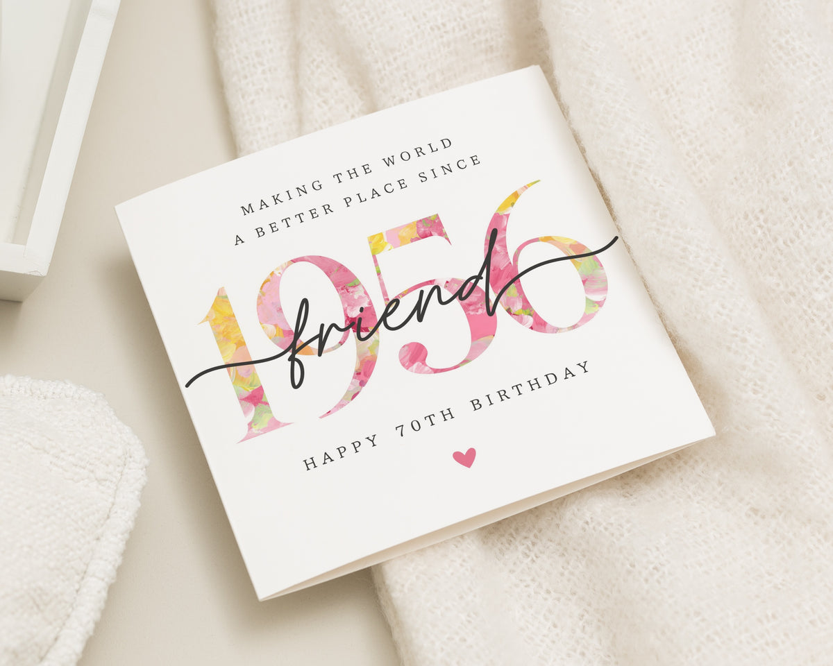 70th Birthday Card for Friend, Friend 70th Birthday Card, Birthday Card for Her, Floral Birthday Cards, 1956 Birthday Card, 70th Card