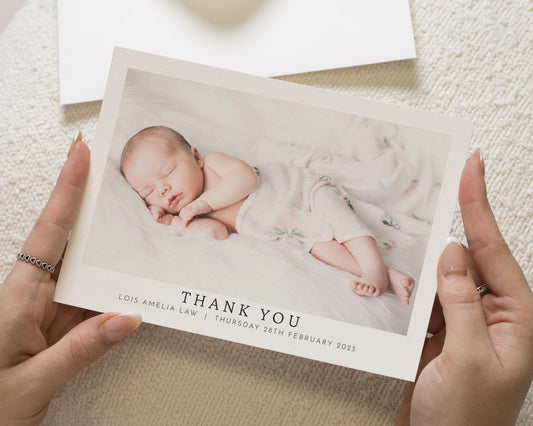 Baby Announcement Cards, Personalised Thank You Cards New Baby, Baby Photo Thank You Cards, Postcard Thankyou Cards, Folded Thank You Notes