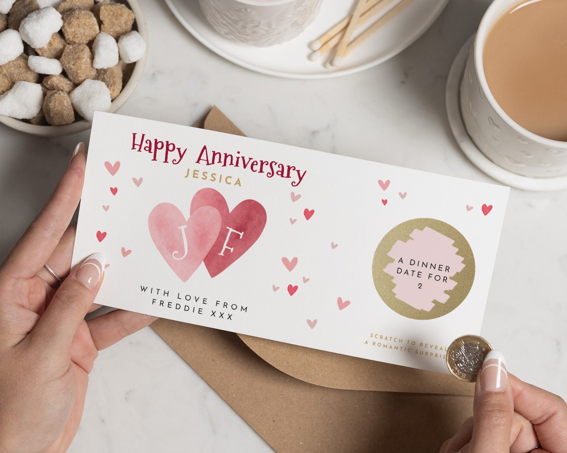 Personalised Anniversary Gift Voucher, Dinner Date For 2, Romantic Gift For Her, Custom Gift Experience