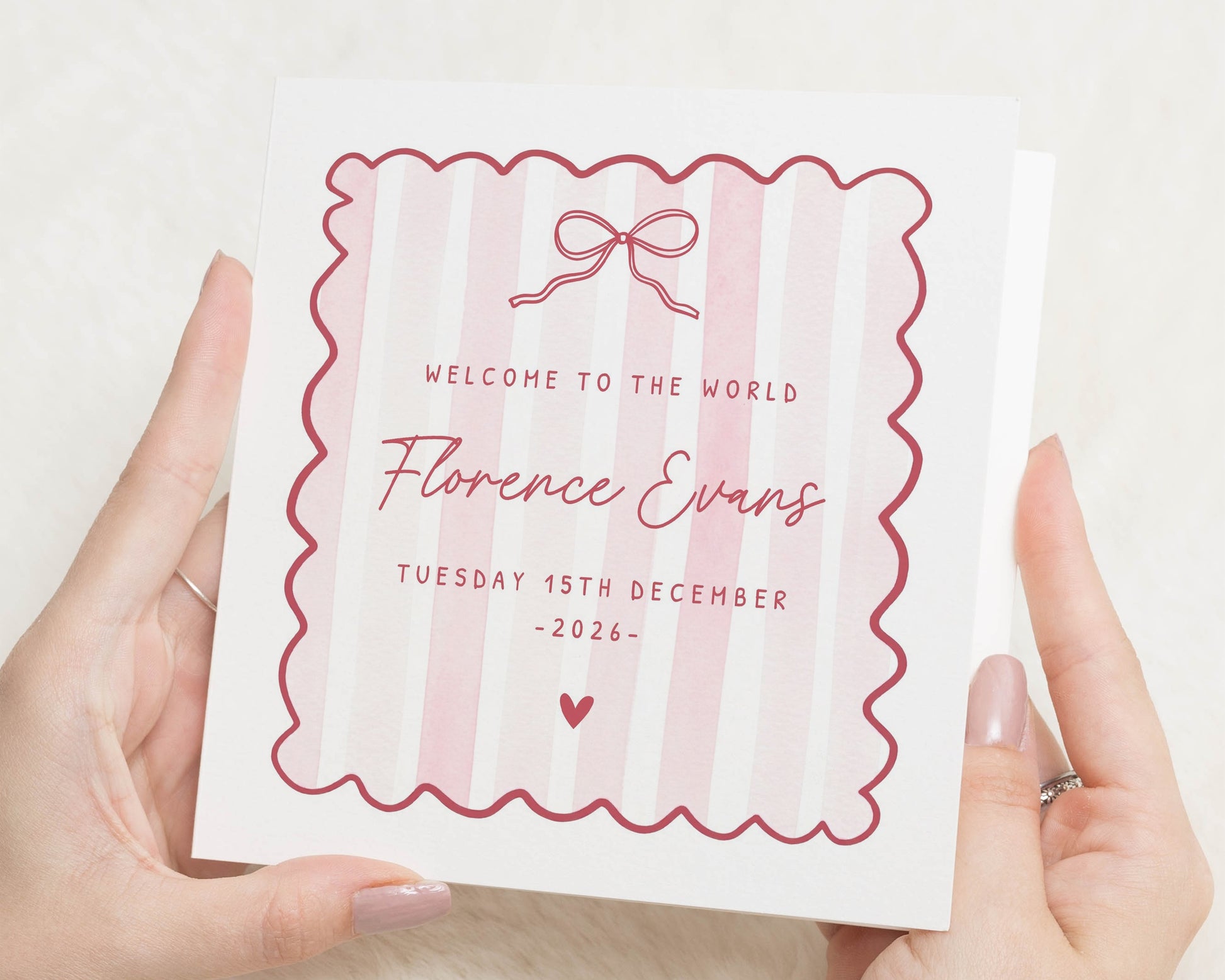 New Baby Card, Personalised New Baby Card, Welcome to the World Card, Baby Girl Card, New Baby Congratulations Card, Newborn Baby Card