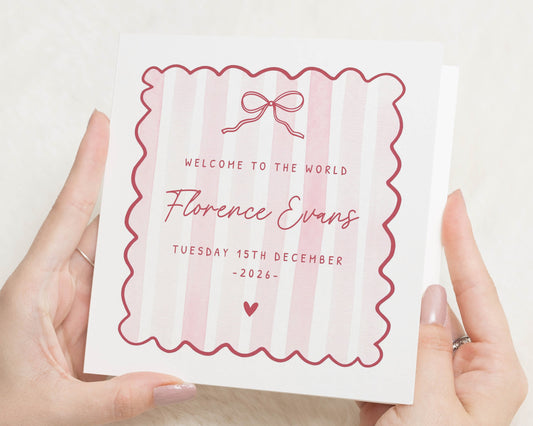 New Baby Card, Personalised New Baby Card, Welcome to the World Card, Baby Girl Card, New Baby Congratulations Card, Newborn Baby Card