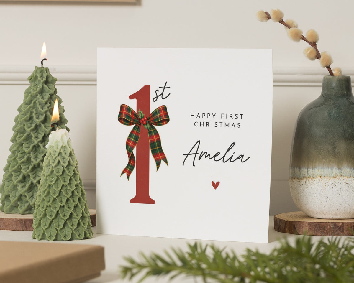 Personalised First Christmas Card, 1st Christmas Card for Baby, Baby First Christmas Card, Daughter Granddaughter Christmas Card