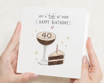 40th Birthday Card, Funny 40th Birthday Cards, Espresso Martini Birthday Card, Birthday Card for Her, Cocktail Card for Friend