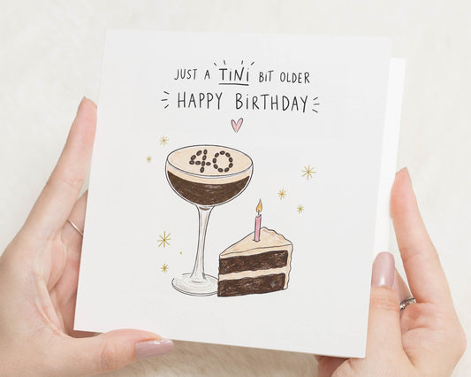 40th Birthday Card, Funny 40th Birthday Cards, Espresso Martini Birthday Card, Birthday Card for Her, Cocktail Card for Friend
