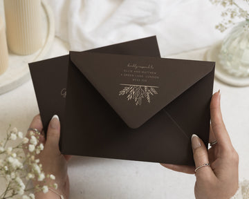 Dark Brown Envelopes with White Ink Address Printing, C6, 5x7 or C5 Wedding Invitation Envelopes (Cacao)