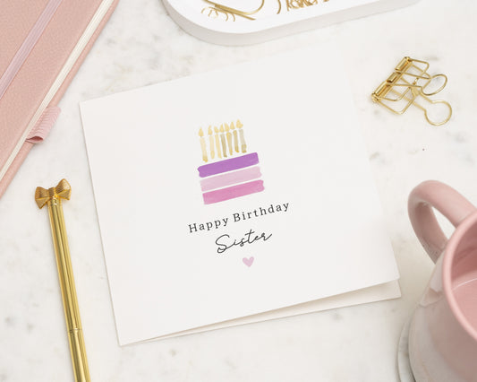 Birthday Card for Sister, Happy Birthday Sister Card, Sister Birthday Card, Birthday Cards for Her, Simple Birthday Card, Cute Sister Card