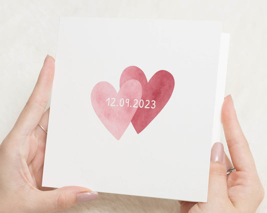 Anniversary Card, Personalised Anniversary Card, Wedding Date Card, Engagement Card, Romantic Card for Couple, Heart Card
