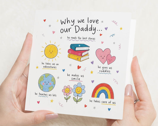 Father's Day Card for Daddy, Daddy Card from Kids, Dad Card from Children, Father's Day Card from Son Daughter, Cute Daddy Card