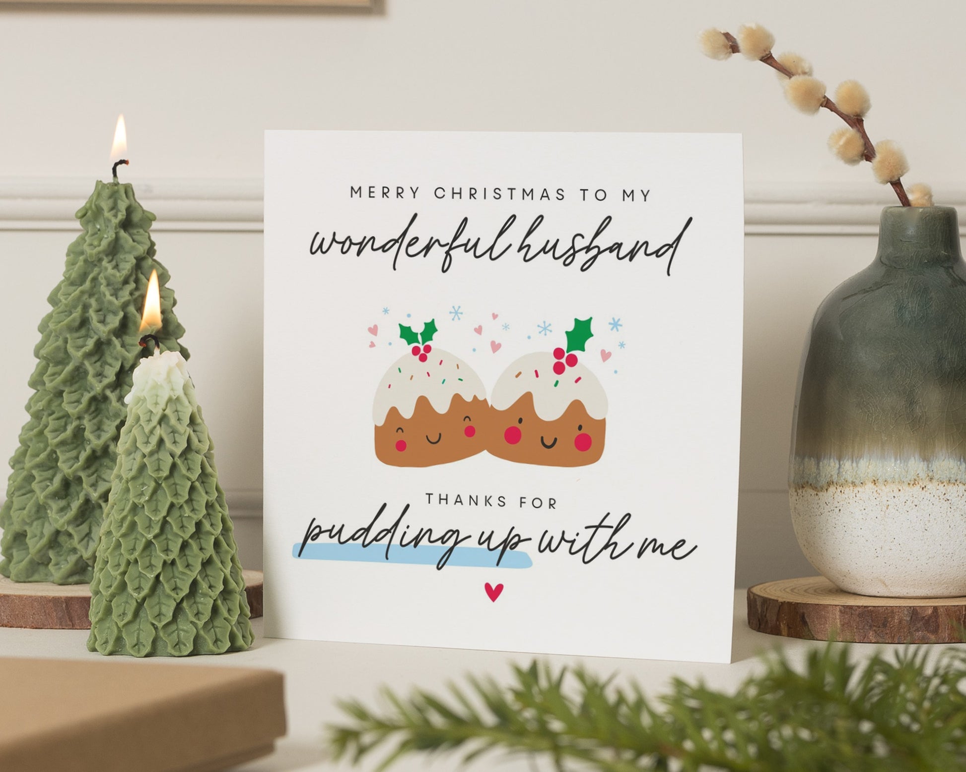 Christmas Card for Husband, Funny Christmas Card for Him, Pudding Christmas Card, Husband Christmas Card, Cute Christmas Card for Husband