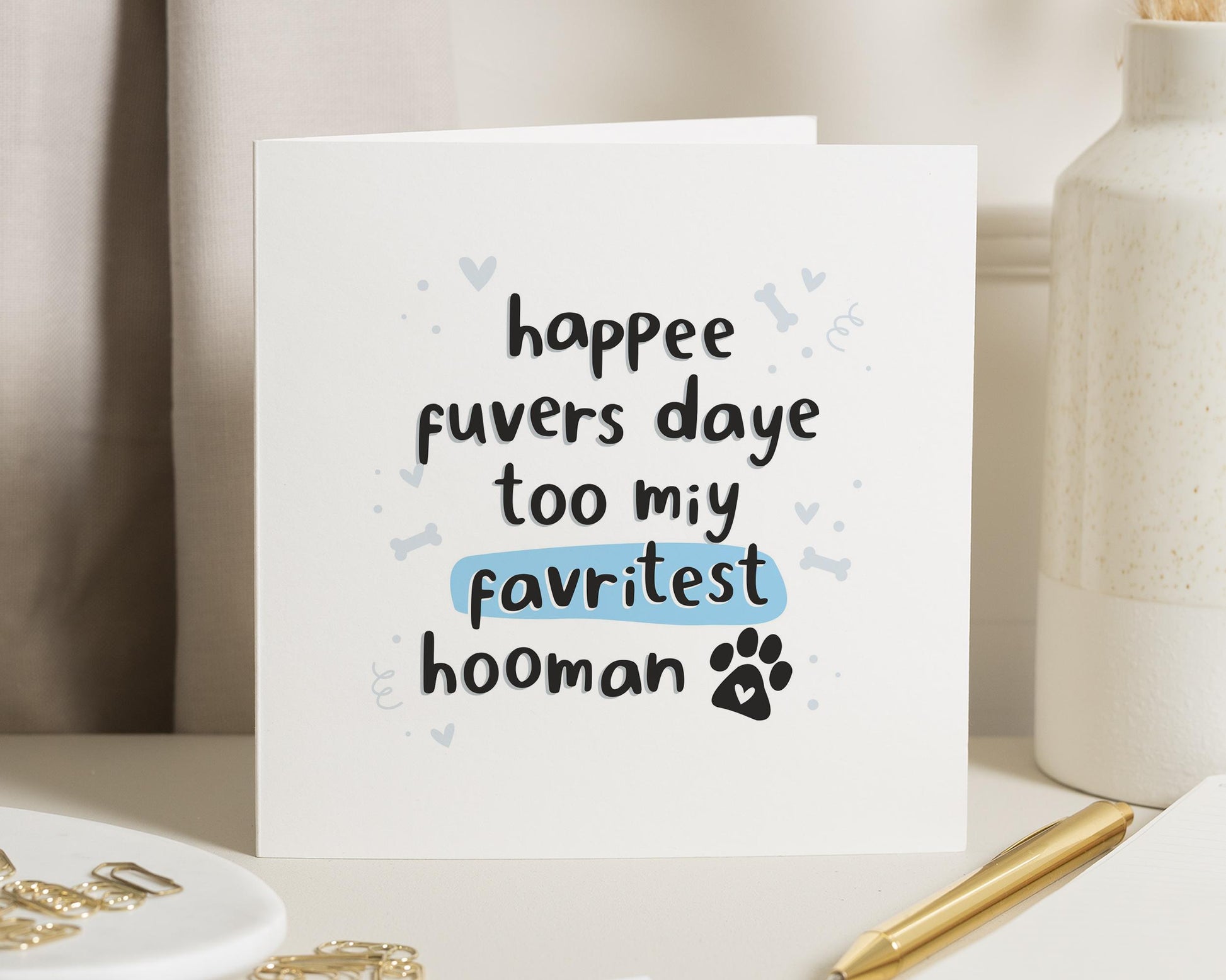 Fathers Day Card from the Dog, Funny Fathers Day Card, Dog Dad Card, Cute Card for Him, Hooman Card, Personalised Fathers Day Card