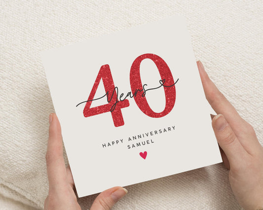 40th Anniversary Card, Personalised Anniversary Card, Anniversary Card for Him, Anniversary Card for Husband, Ruby Anniversary Card
