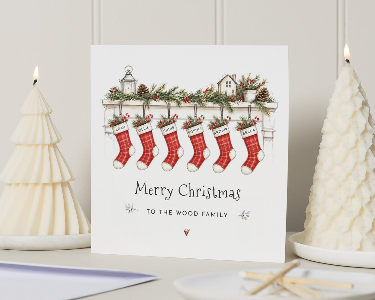 Personalised Christmas Card, Family Christmas Card, Christmas Card for Family, Custom Xmas Card, Stocking Christmas Card, Festive Card