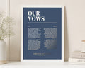 Personalised Gold Foil Wedding Vows Print, Slate Blue Wall Art, His and Hers Vows, Wedding Gift, Anniversary Gift, Gift for Couple