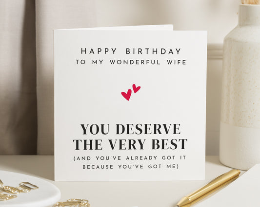 Birthday Card for Wife, Wife Birthday Card, Funny Birthday Card for Her, Romantic Birthday Card for Wife, Cute Birthday Cards for Women