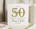 Golden Wedding Anniversary Card, 50th Anniversary Card for Mum and Dad, Personalised 50th Wedding Card, Anniversary Card for Parents