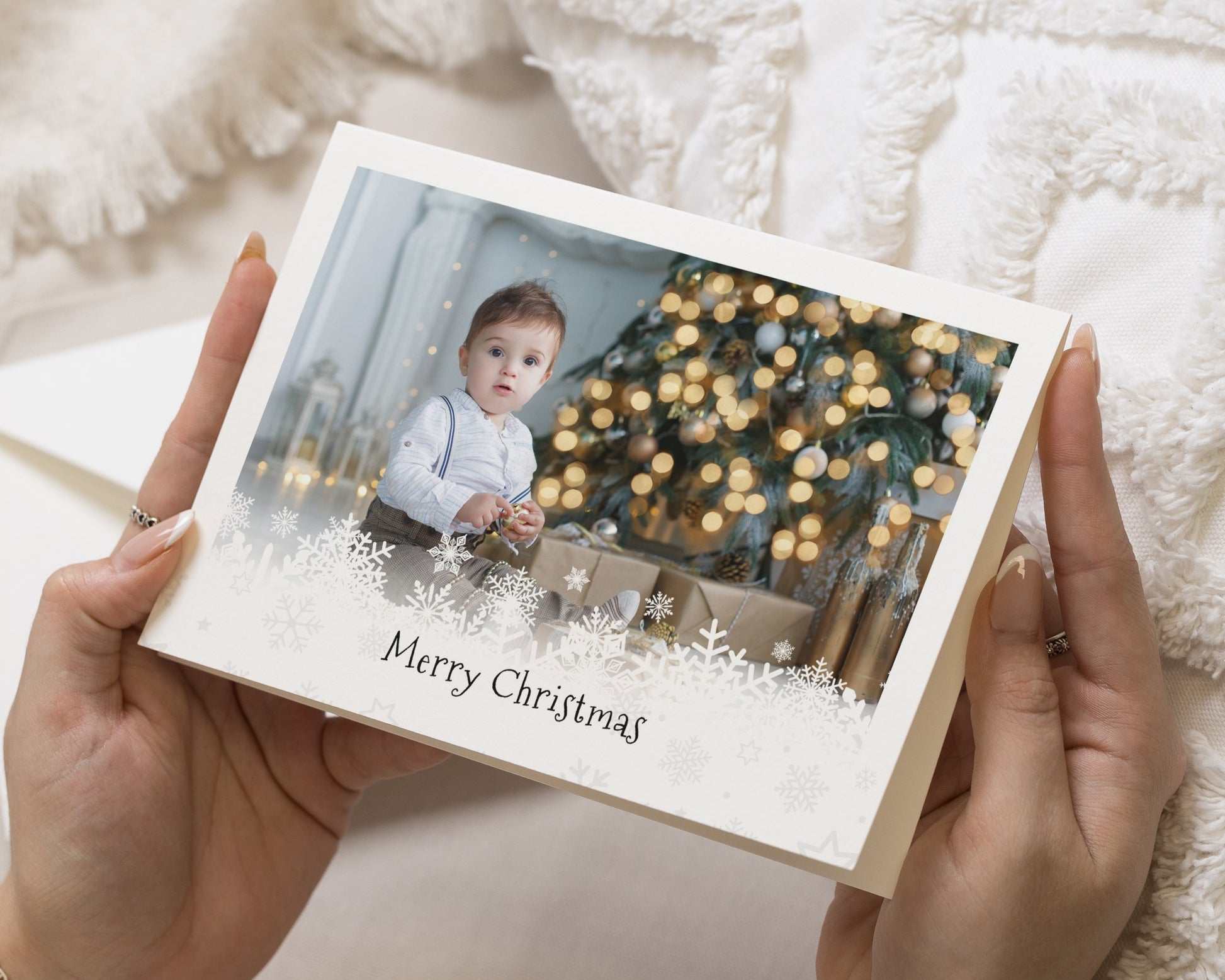 Personalised Photo Christmas Card, Pack of Christmas Cards, Pack of 10, 20, 50 or 100, Folded Christmas Cards with Photo