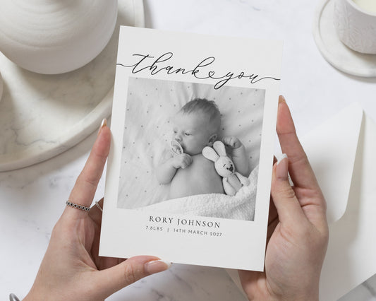 Personalised Baby Thank You Cards, Birth Announcement Card, Photo Baby Thank You Card, Folded Baby Thank You Cards, Thank You Card for Baby