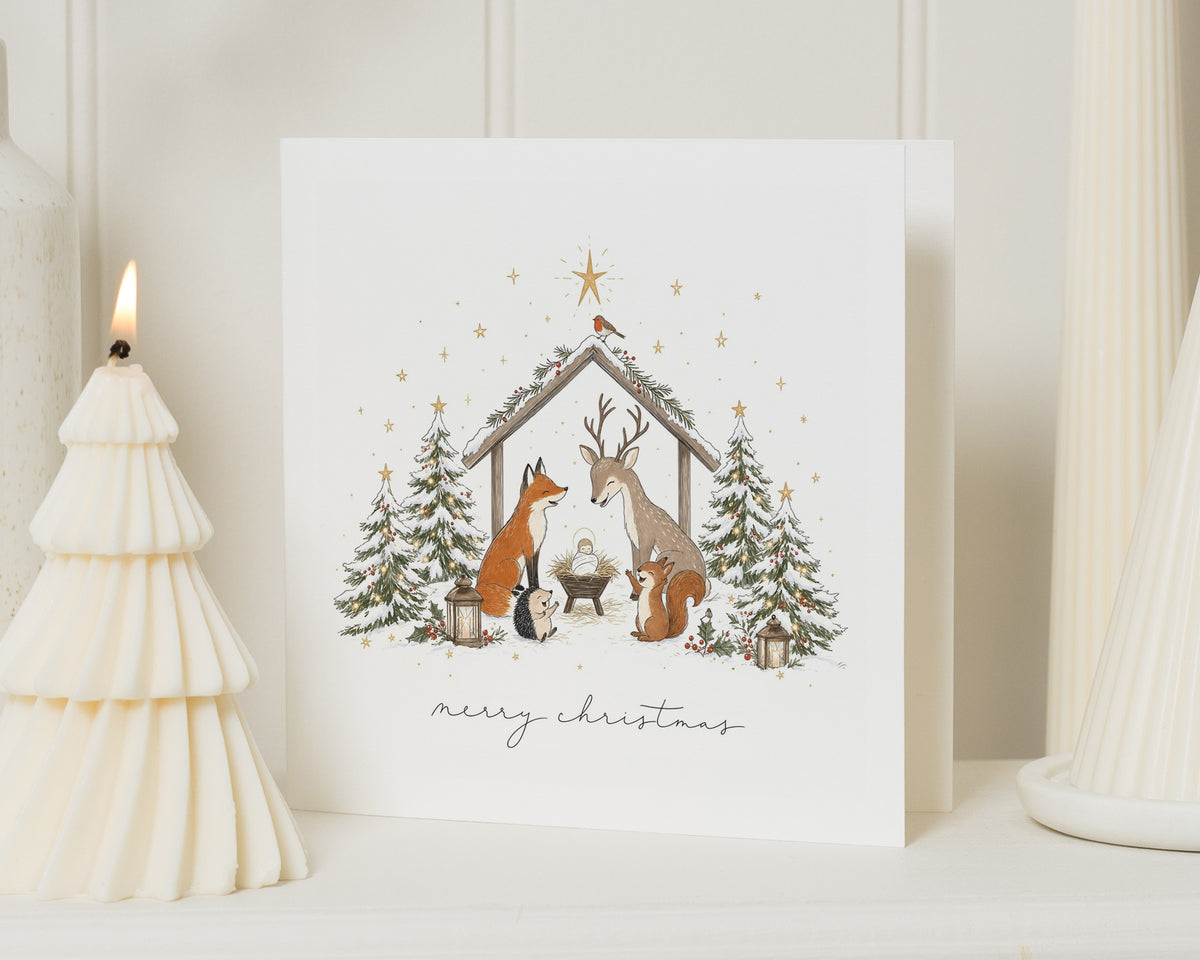 Christmas Card, Religious Christmas Card, Nativity Christmas Card, Woodland Christmas Card, Cute Christmas Cards, Merry Christmas Card
