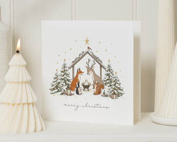 Christmas Card, Religious Christmas Card, Nativity Christmas Card, Woodland Christmas Card, Cute Christmas Cards, Merry Christmas Card