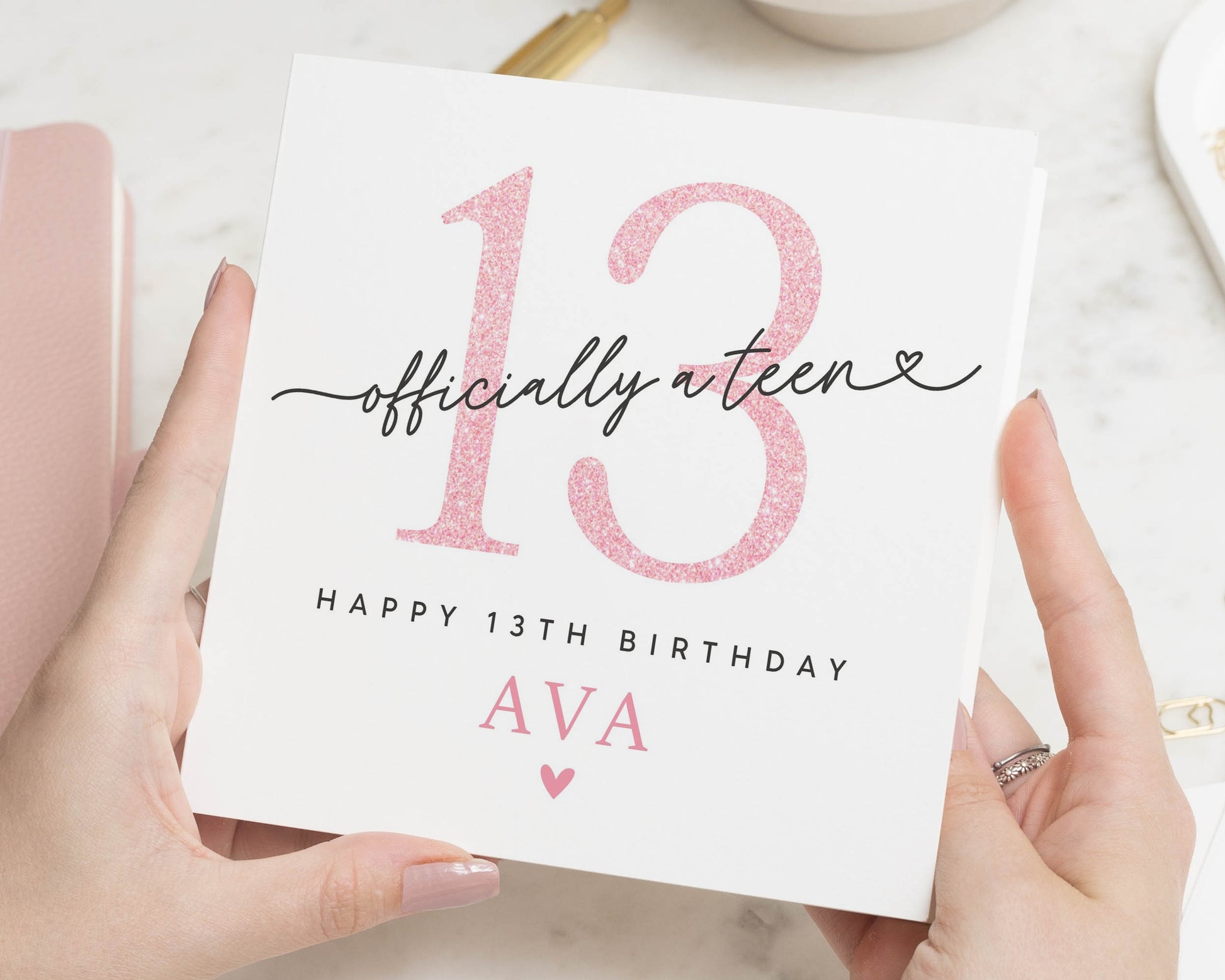 13th Birthday Card for Girl, Personalised Teen Birthday Card, Happy 13th Birthday Card, Birthday Card for Daughter, Custom Name Card