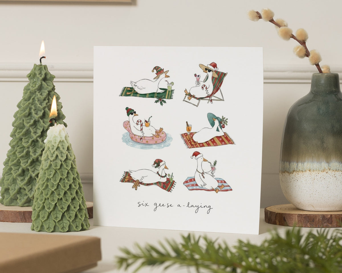 Christmas Card, Funny Christmas Card, Goose Christmas Card, Six Geese a Laying Card, Cute Christmas Card for Friend, Xmas Card
