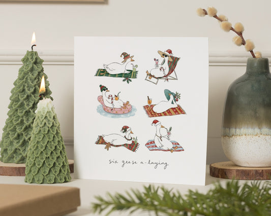 Christmas Card, Funny Christmas Card, Goose Christmas Card, Six Geese a Laying Card, Cute Christmas Card for Friend, Xmas Card