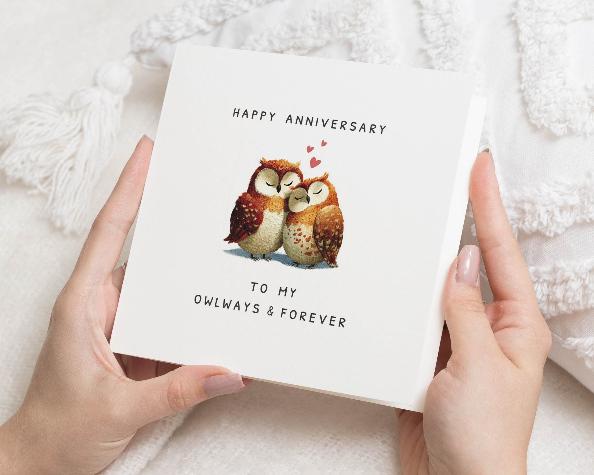 Anniversary Card for Partner, Cute Owl Anniversary Card, Romantic Card for Husband, Wife, Funny Animal Card