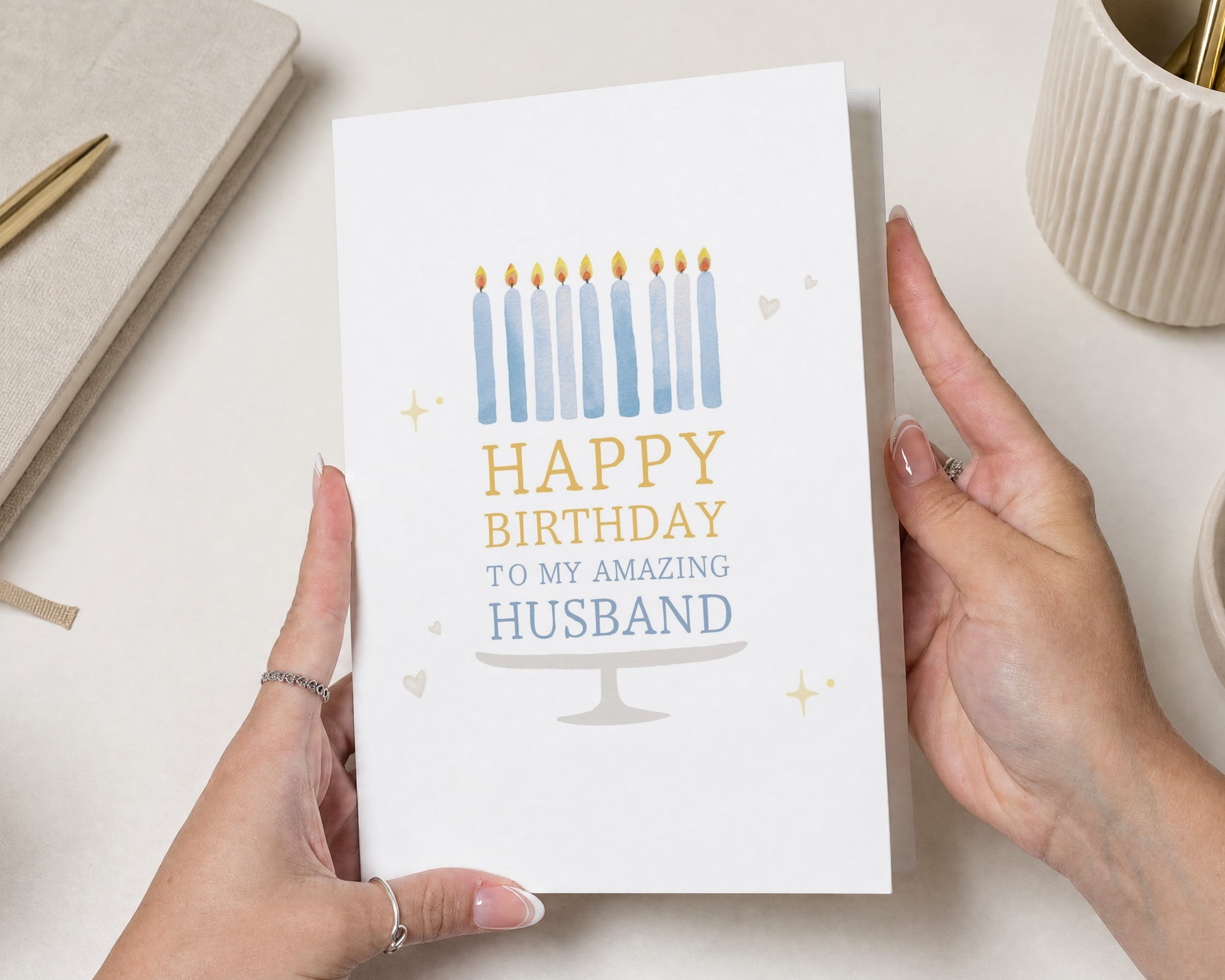 Husband Birthday Card, Birthday Card for Husband, Birthday Cards for Him, Romantic Birthday Card, Candle Birthday Card for Him