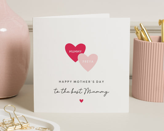 Personalised Mothers Day Card, Mothers Day Card from Daughter, Custom Mummy Card, Happy Mothers Day Card, Heart Card for Mum