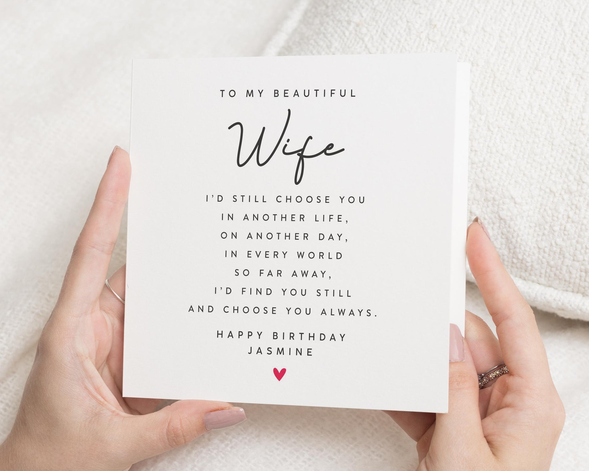 Birthday Card for Wife, Personalised Birthday Card for Her, Romantic Birthday Card, Happy Birthday Card for Women, Poem Birthday Card