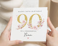 90th Birthday Card for Nan, Personalised Nan Birthday Card, Floral Birthday Card for Her, Grandmother Birthday Card