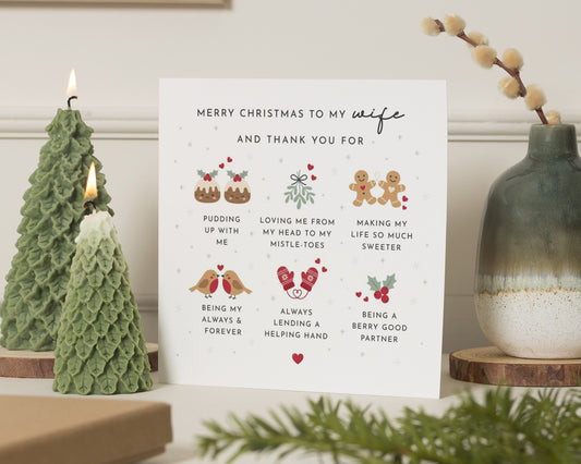 Christmas Card for Wife, Funny Christmas Card for Her, Wife Christmas Card, Cute Christmas Card, Personalised Christmas Card for Wife