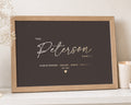 Personalised Gold Foil Family Name Print, Chocolate Brown Wall Art, Family Gift, New Home Gift, Living Room Framed Print