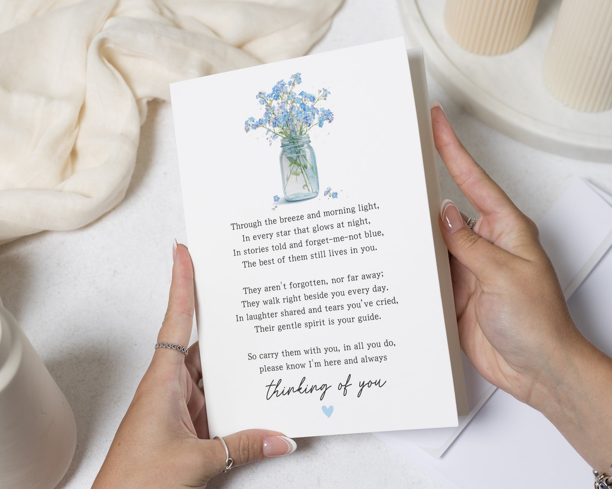 Sympathy Card, Sorry for Your Loss Card, Bereavement Card, Memorial Card, Thinking of You Card, Forget Me Not Card, Floral Sympathy Card