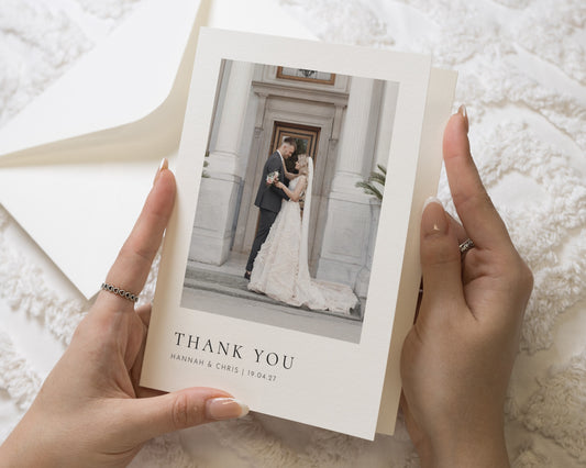Personalised Wedding Thank You Cards, Photo Wedding Thank You Card, Simple Folded Thank You Cards, Thank You Card for Wedding