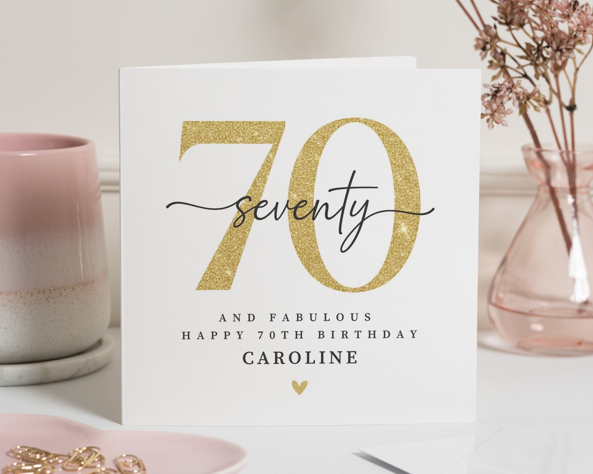 70th Birthday Card, Personalised Birthday Card, Birthday Card for Her, Mum, Grandma, Milestone Birthday Card, Custom Age Card