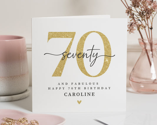 70th Birthday Card, Personalised Birthday Card, Birthday Card for Her, Mum, Grandma, Milestone Birthday Card, Custom Age Card