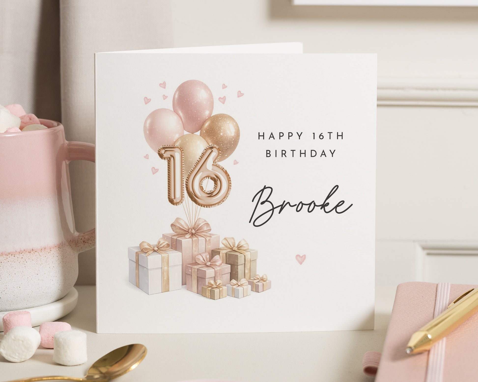 16th Birthday Card, Personalised Birthday Card for Her, Birthday Card for Daughter, 16th Birthday Card for Girl, Balloon Birthday Card