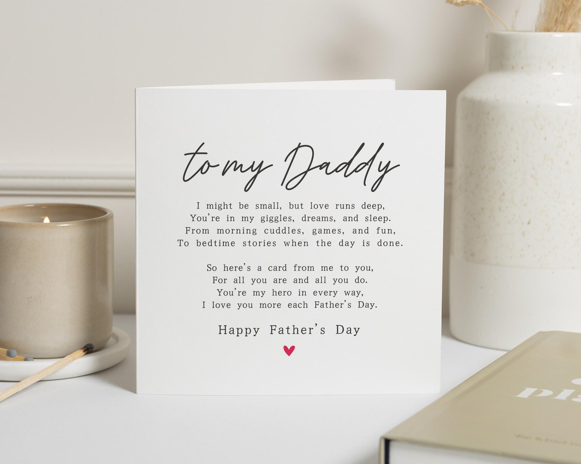 Fathers Day Card from Child, To My Daddy Poem Card, Fathers Day Card for Dad, Cute Fathers Day Card, Daddy Card from Daughter or Son