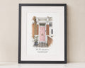 Personalised House Portrait Print, Custom Home Illustration, New Home Gift, House Warming Gift, Address Wall Art, Black Framed Print
