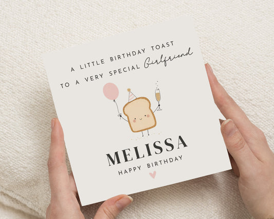 Personalised Birthday Card for Girlfriend, Girlfriend Birthday Card, Cute Birthday Card for Her, Pun Birthday Card, Birthday Toast Card