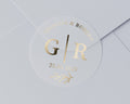 Wedding Envelope Seal, Personalised Wedding Sticker, Gold Foil Initials, Custom Wedding Date Sticker, Monogram Wedding Label